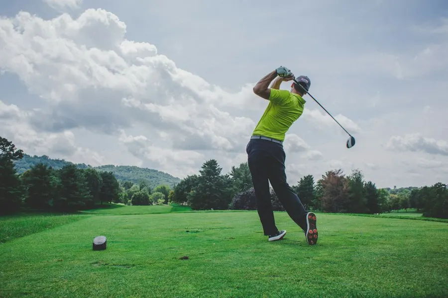 Representative golfer on a tree-lined course